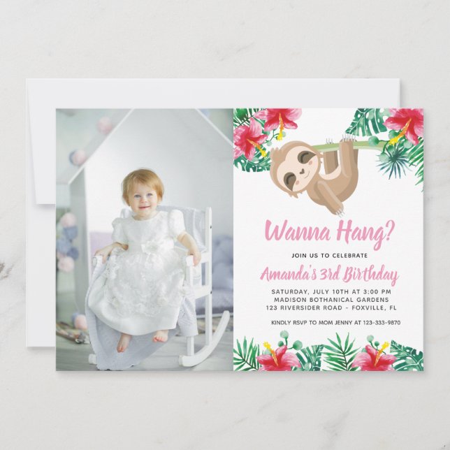 Invitación a la foto del cumpleaños del Chica Slot (Anverso)