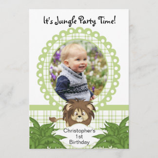 Invitación a la foto del cumpleaños del león anima