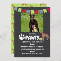 Invitación a la foto del cumpleaños del perro Dobe