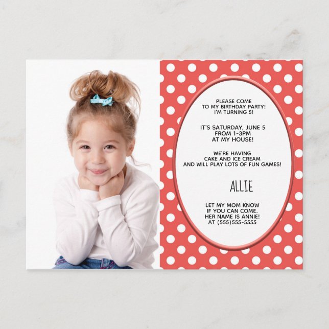 Invitación a la foto del cumpleaños del punto de p (Anverso)