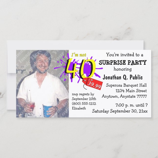 Invitación a la foto del Fiesta de cumpleaños núme (Anverso)