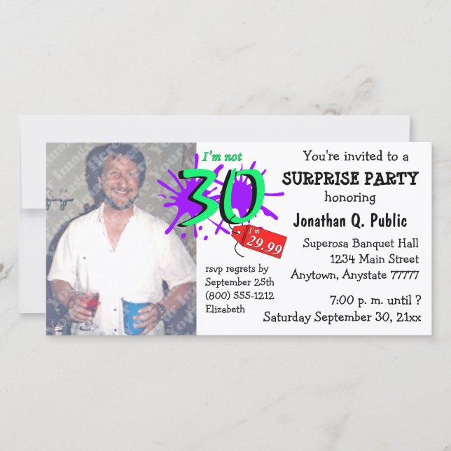 Invitación a la foto del Fiesta de cumpleaños núme (Anverso)