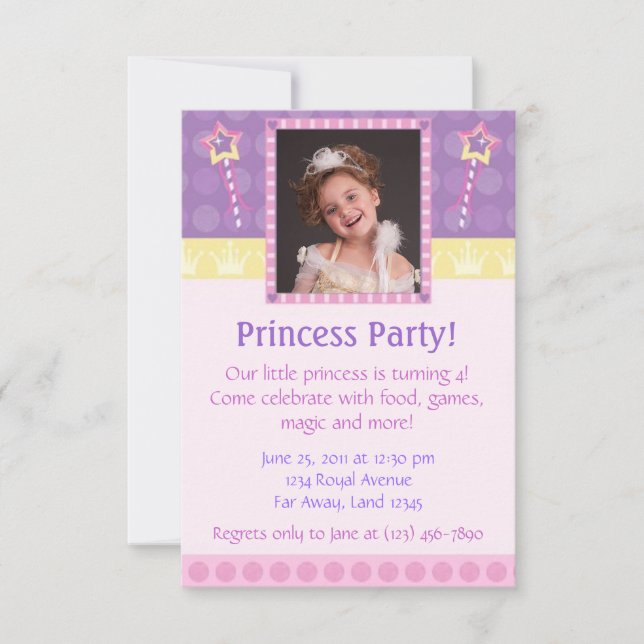 Invitación a la foto del Fiesta Princesa (Anverso)