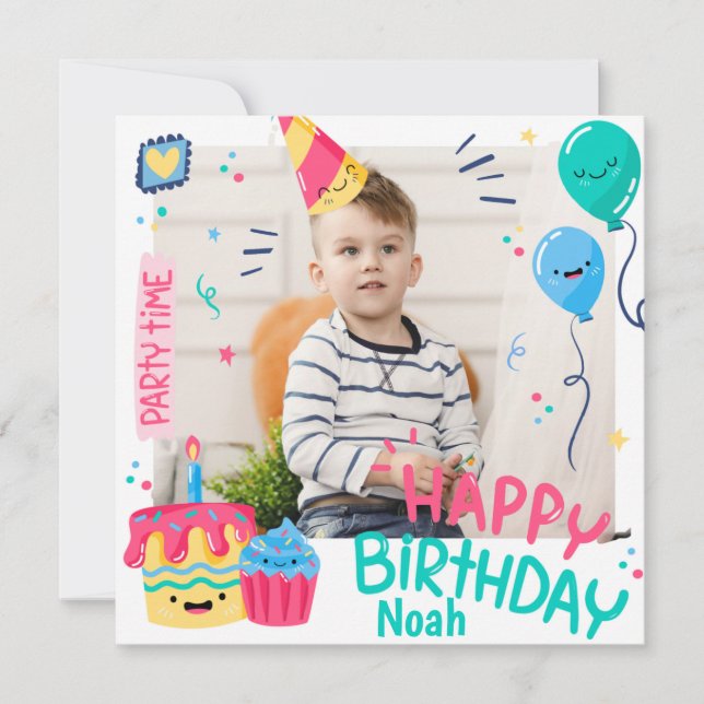 Invitación a la foto del marco de cumpleaños juven (Anverso)
