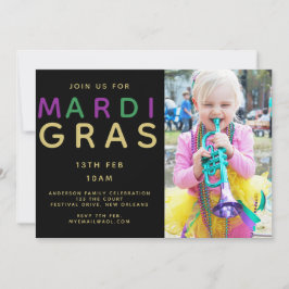 Invitación a la foto del Mardi Gras - Verde morado