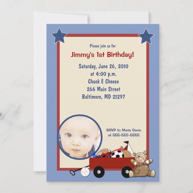 Invitación a la foto del Oso de Teddy del Pequeño  (Anverso)