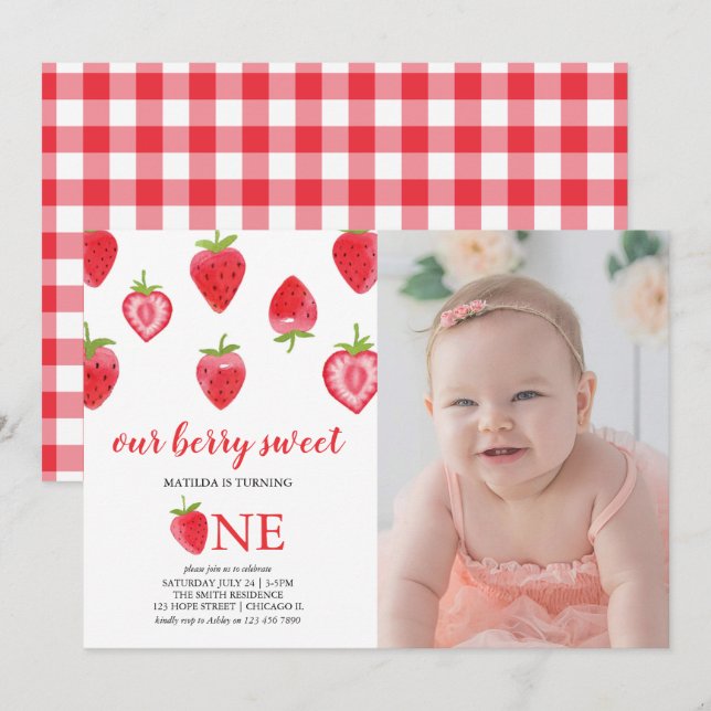 Invitación a la foto del primer Chica de cumpleaño (Anverso / Reverso)