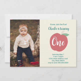 Invitación a la foto del primer cumpleaños de Appl