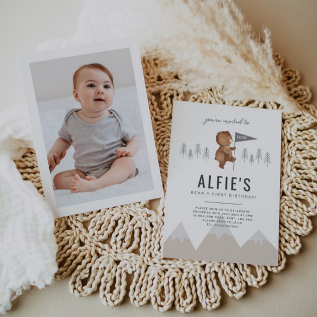 Invitación a la foto del primer cumpleaños de Bear (Subido por el creador)