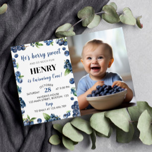 Invitación a la foto del primer cumpleaños de Blue
