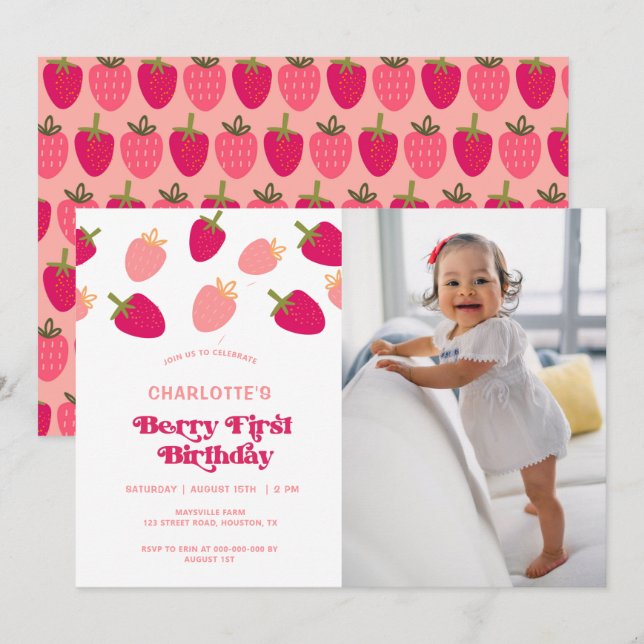Invitación a la foto del primer cumpleaños de Boho (Anverso / Reverso)