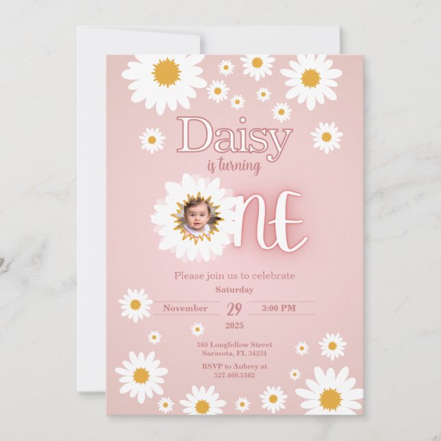 Invitación a la foto del primer cumpleaños de Dais (Anverso)