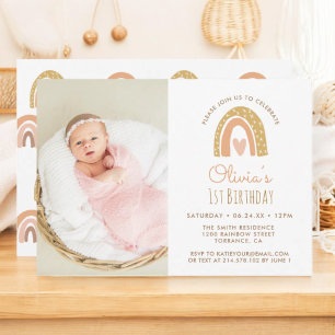 Invitación a la foto del primer cumpleaños de Girl