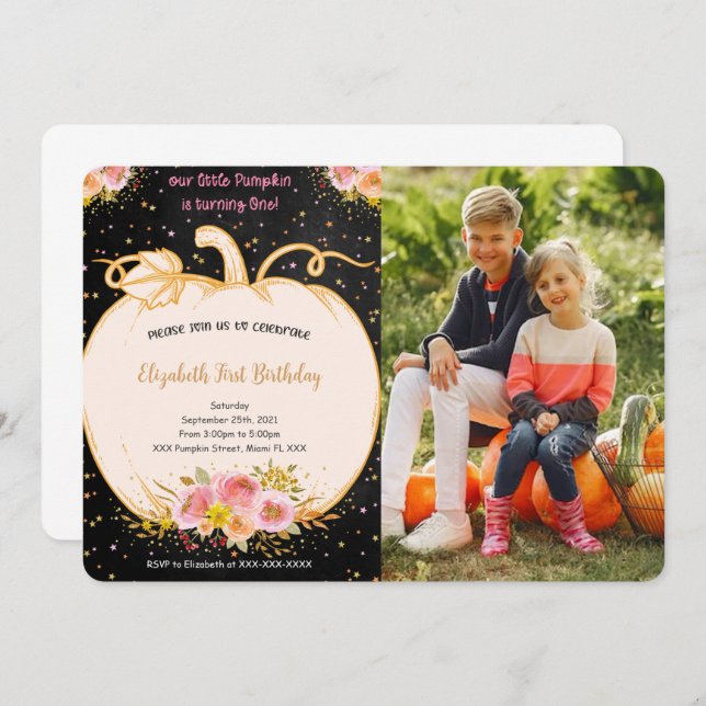 Invitación a la foto del primer cumpleaños de la c (Anverso / Reverso)