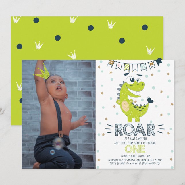 Invitación a la foto del primer cumpleaños de los  (Anverso / Reverso)