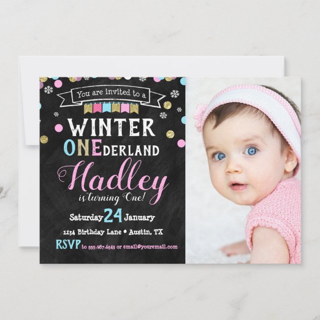 Invitación a la foto del primer cumpleaños de Oned (Anverso)