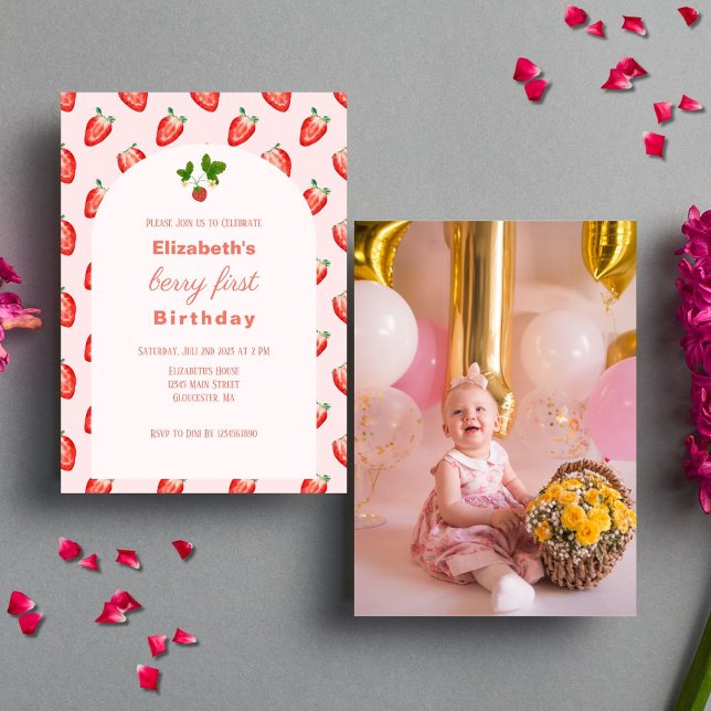 Invitación a la foto del primer cumpleaños de Stra (Photo Invitation)