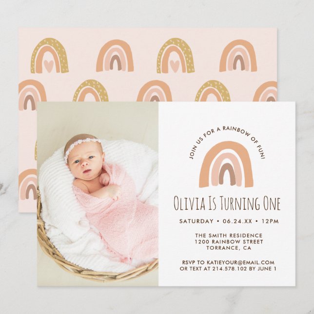 Invitación a la foto del primer cumpleaños del Boh (Anverso / Reverso)