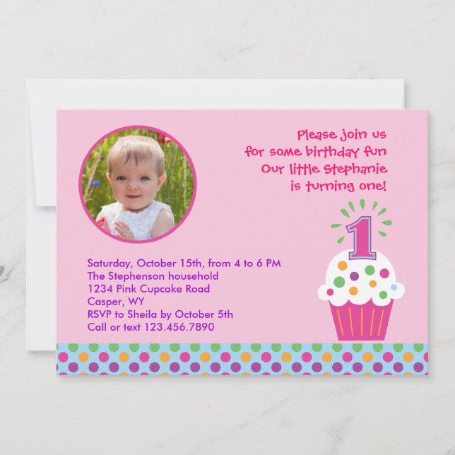 Invitación a la foto del primer cumpleaños del pas (Anverso)