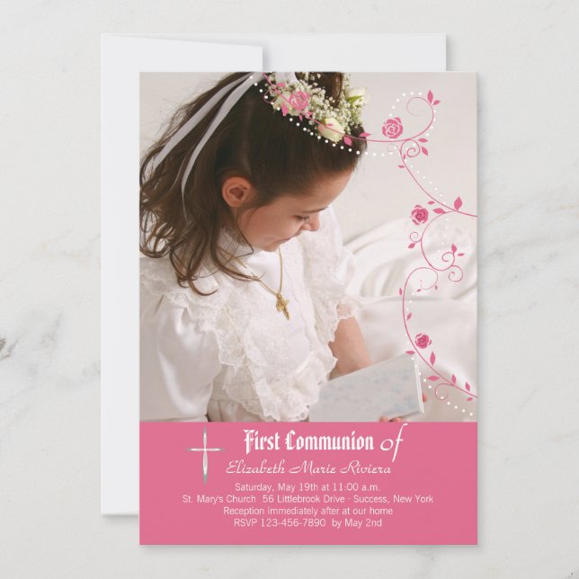 Invitación a la foto del Rosa Garland (Anverso)