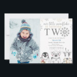 Invitación a la foto del segundo cumpleaños de inv<br><div class="desc">Invitación de cumpleaños de Winter Wonderland con bonitos animales árticos polares. Edita con tus detalles y consíguate,  súper fácil! Encuentra artículos coincidentes en mi tienda o contacta conmigo.</div>