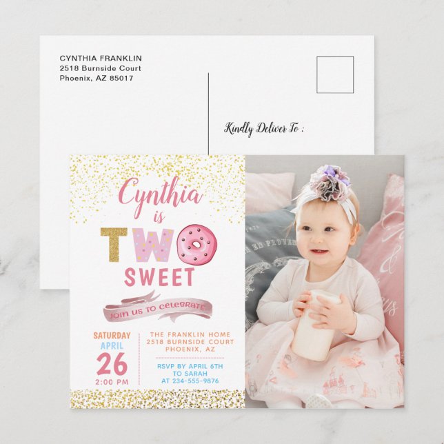Invitación a la foto del segundo cumpleaños del ch (Anverso / Reverso)
