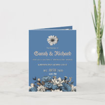 Invitación a la foto plegada de Moody Blue Floral