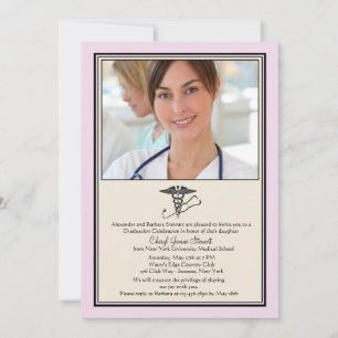 Invitación a la foto rosa de graduación MD