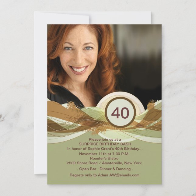 Invitación a la foto verde del hito del cumpleaños (Anverso)
