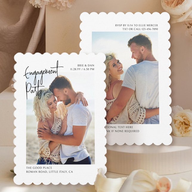 Invitación a la foto Wavy Edge de la foto de compr (Engagement Photo Invitation from the Engagement Party Invitations collection by Darling & May)