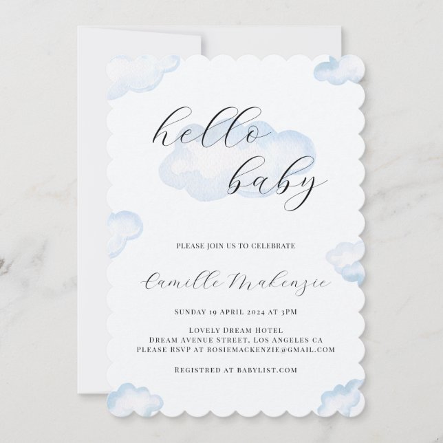 Invitación a la fotografía Baby Shower de la nube  (Anverso)