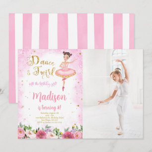 Invitación a la fotografía Ballerina dorada y rosa