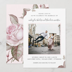 Invitación a la fotografía Boda de rosas rosas ros