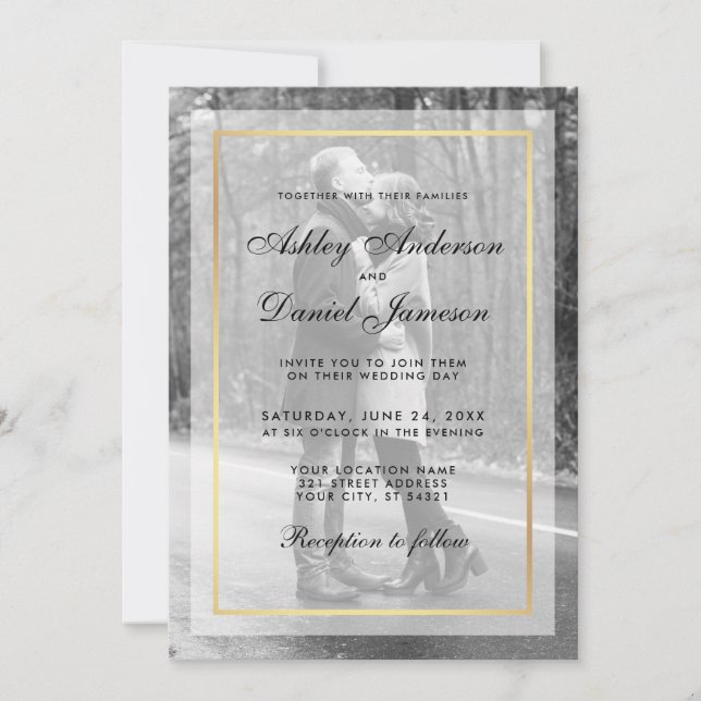Invitación a la fotografía Boda moderna G - Sobrep (Anverso)