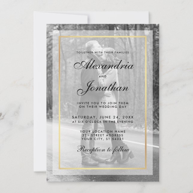 Invitación a la fotografía Boda moderna - Overlay  (Anverso)