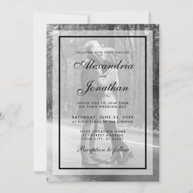Invitación a la fotografía Boda moderna - Sobrepos (Anverso)