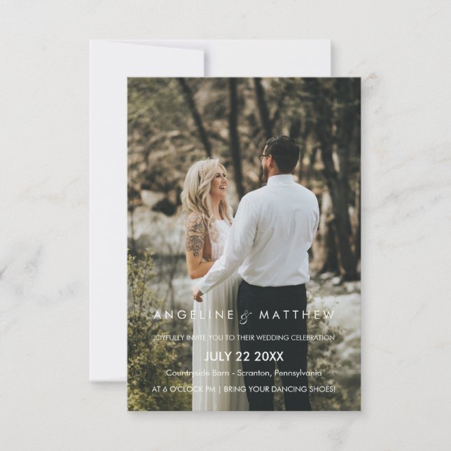 Invitación a la fotografía Boda moderna y mínima (Anverso)
