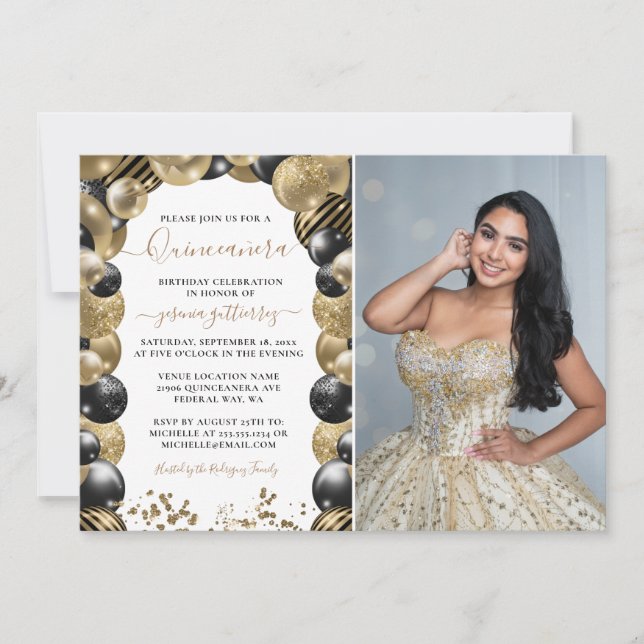 Invitación a la fotografía con globo Quinceanera d (Anverso)