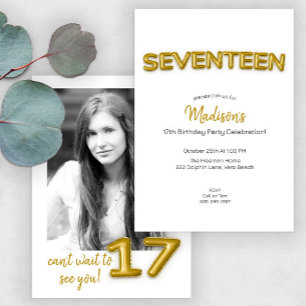 Invitación a la fotografía de 17º cumpleaños con g