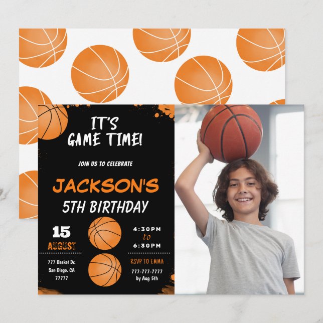 Invitación a la fotografía de baloncesto (Anverso / Reverso)