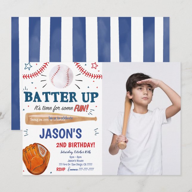 Invitación a la fotografía de béisbol (Anverso / Reverso)