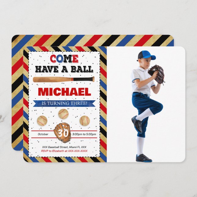 Invitación a la fotografía de béisbol (Anverso / Reverso)