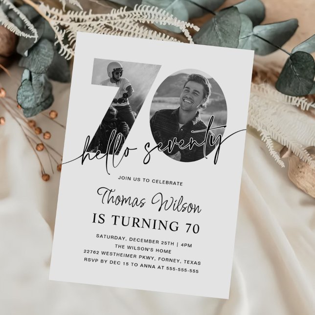 Invitación a la fotografía de cumpleaños 70 simple (Subido por el creador)