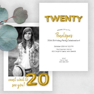 Invitación a la fotografía de cumpleaños número 20