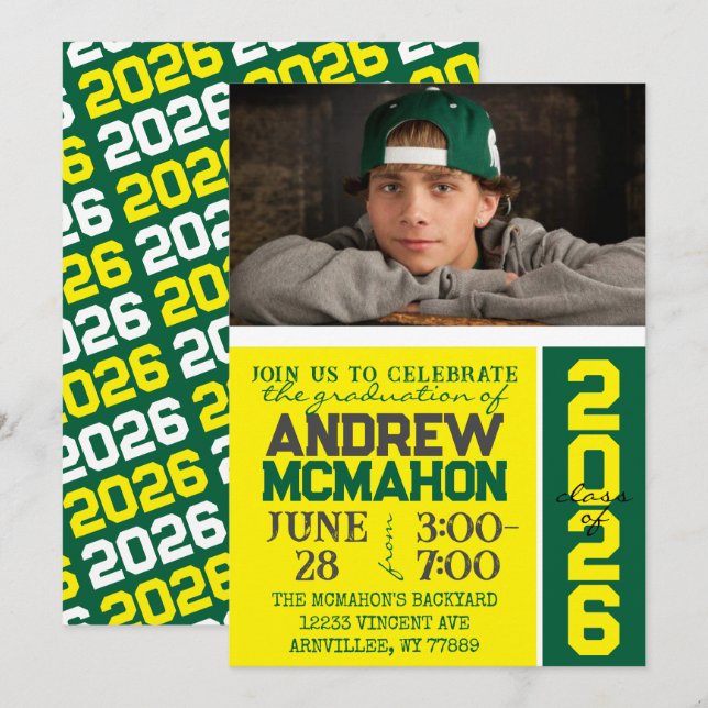 Invitación a la fotografía de graduación moderna a (Anverso / Reverso)