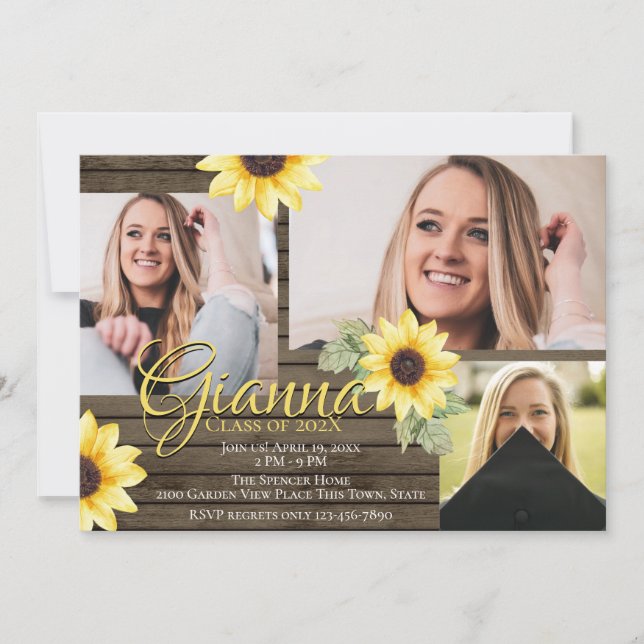 Invitación a la fotografía de graduados de Sunflow (Anverso)
