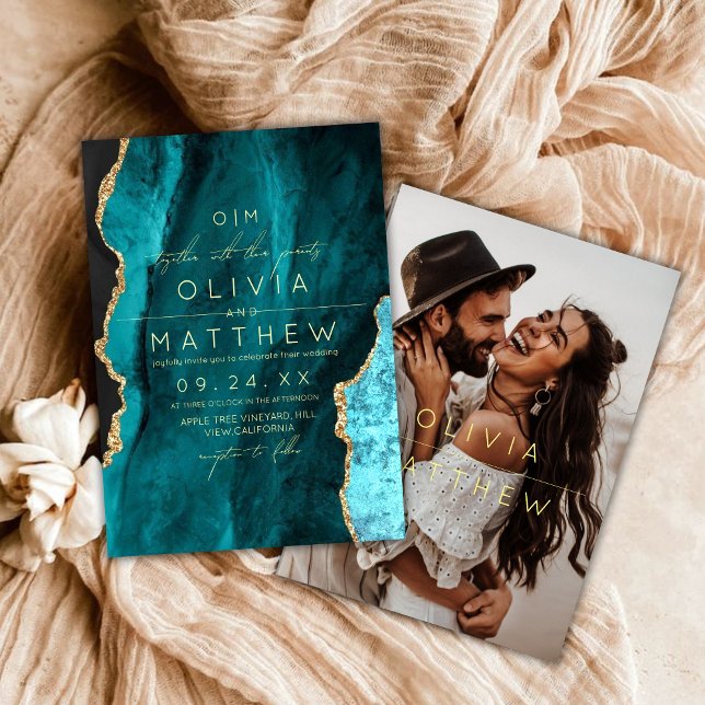 Invitación a la fotografía de un Boda turquesa mod (Subido por el creador)