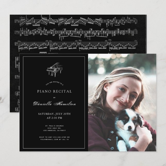 Invitación a la fotografía del clásico piano negro (Anverso / Reverso)