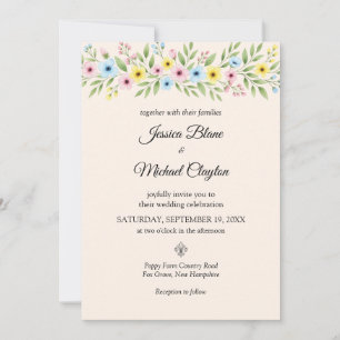 Invitación a la fotografía floral simple de Boda d