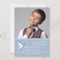 Invitación a la fotografía religiosa Dove Blue